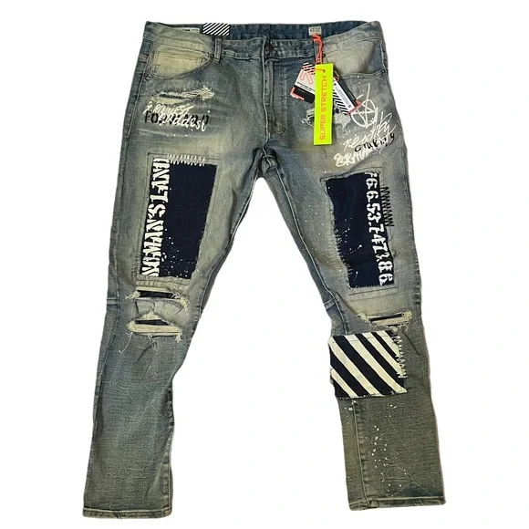 パンツ SMOKE RISE SLIM TAPERED VINTAGE JEANS Smoke Rise Vintage Washed Rip and Repair Denim | Chicago